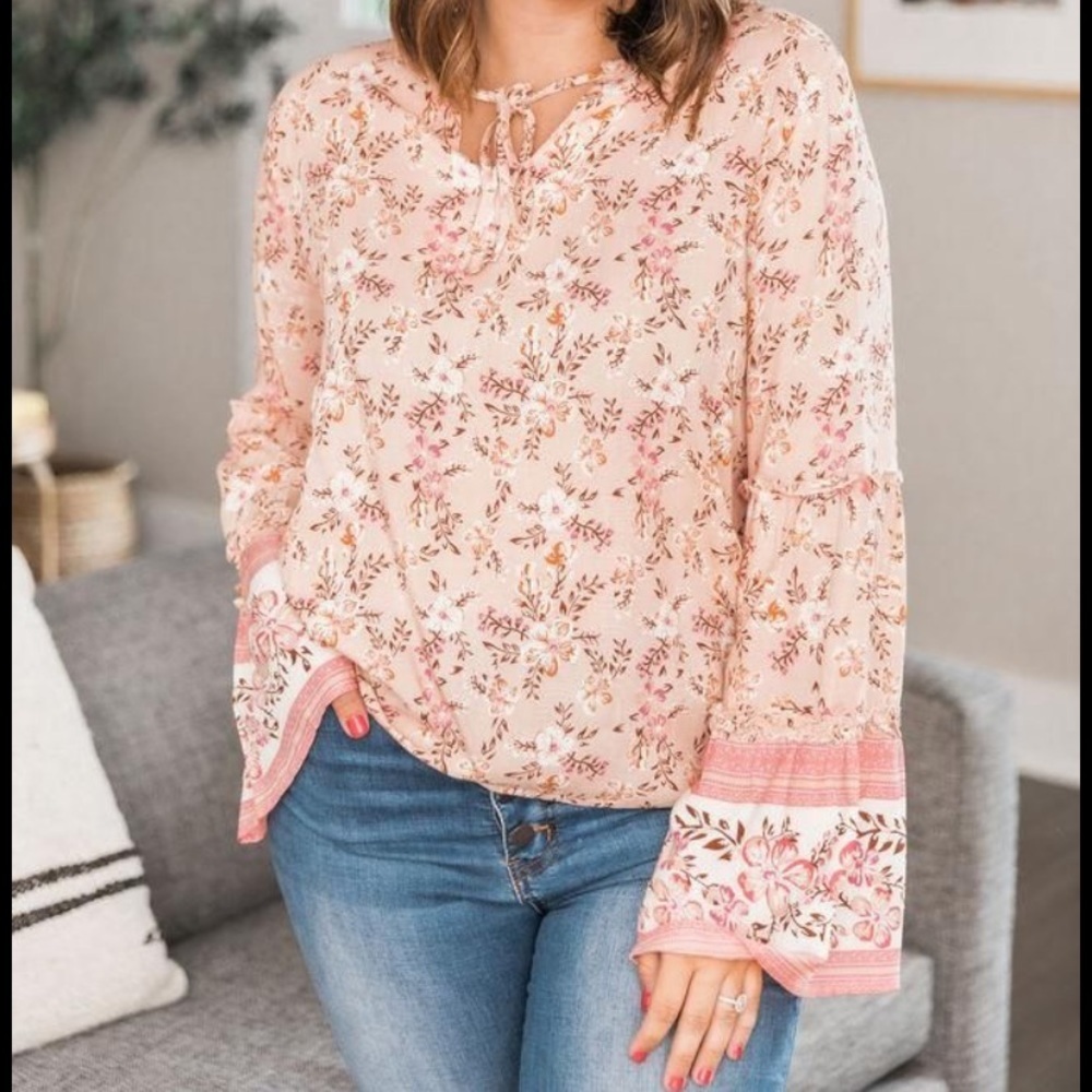 PINK LILY | Wildflower Meadows Pink Floral Blouse